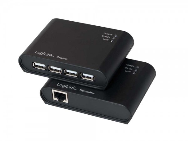USB 2.0 Extender mit integriertem 4-Port USB 2.0 Hub und Netzteil, LogiLink® [UA0230]