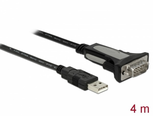 Adapter USB 2.0 Typ-A zu 1 x Seriell RS-232 DB9 4 m , Delock® [66323]