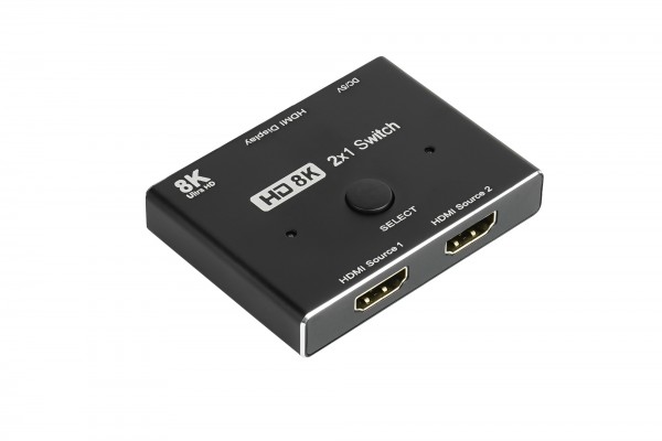 HDMI 2.1 Switch / Umschalter, 2-fach (2x Eingang und 1x Ausgang), direktional, 8K @30Hz, Good Connections®