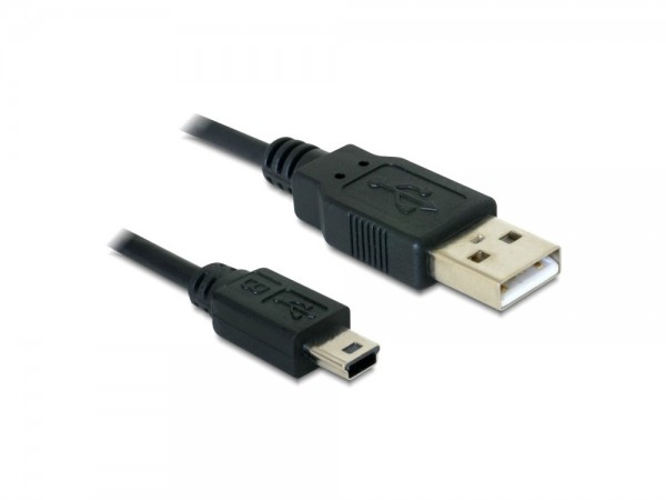 Anschlusskabel, USB 2.0, Stecker A zu mini Stecker B 5 Pin, schwarz, 3m, Delock® [82311]