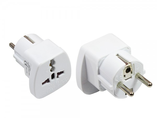 Universal Adapter Buchse an Schutzkontakt-Stecker für UK, Schweiz, Italien, USA, Dänemark, Good Connections®