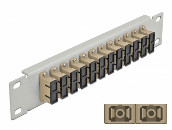 10? LWL Patchpanel 12 Port SC Duplex beige 1 HE grau, Delock® [66793]