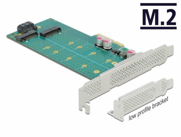 PCI Express x4 Karte zu 1 x M.2 Key B + 1 x NVMe M.2 Key M - Low Profile Formfaktor , Delock® [89047]