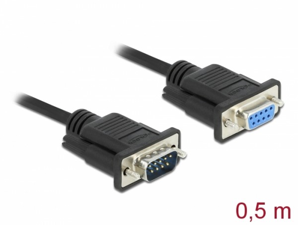 Seriell Kabel RS-232 D-Sub9 Stecker zu Buchse mit schmalem Steckergehäuse 0,5 m , Delock® [86613]