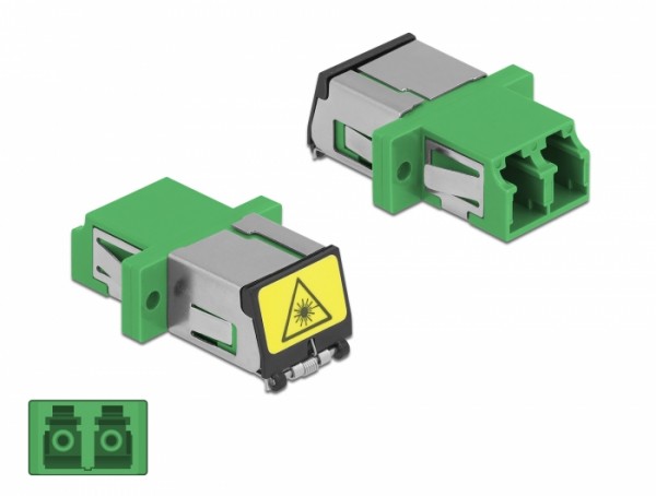 LWL Kupplung mit Laserschutzklappe LC Duplex Buchse zu LC Duplex Buchse Singlemode grün, Delock® [86897]