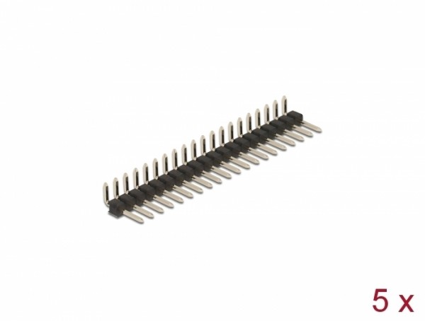 Stiftleiste 20 Pin, Rastermaß 2,54 mm, 1-reihig, gewinkelt, 5 Stück, Delock® [66696]