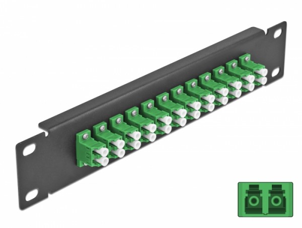 10? LWL Patchpanel 12 Port LC Duplex grün 1 HE schwarz, Delock® [66766]