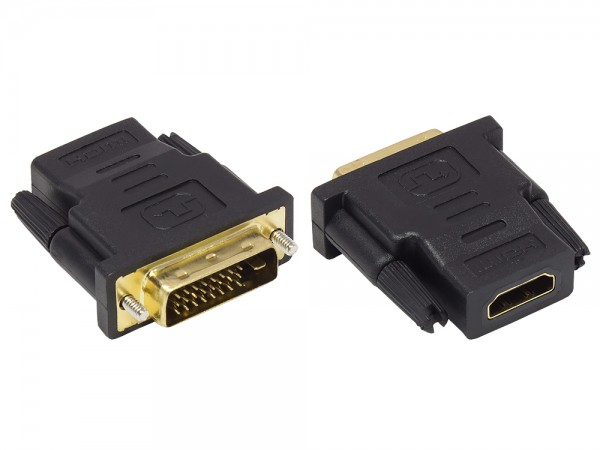 Adapter HDMI 19pol Buchse an DVI-D 24+1 Stecker, vergoldet, Good Connections®