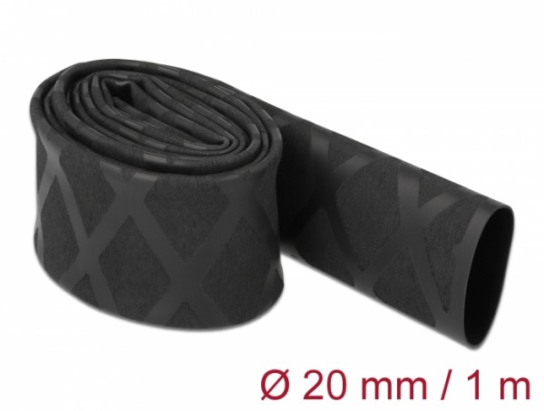 Schrumpfschlauch X-Muster rutschfest 1 m x 20 mm schwarz, Delock® [19593]
