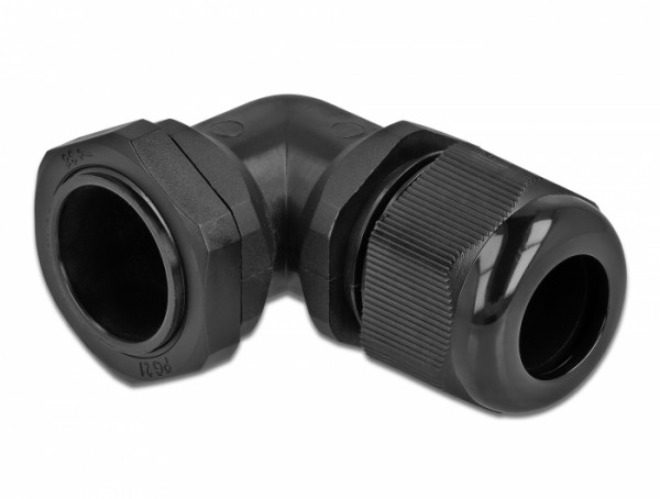 Kabelverschraubung 90° gewinkelt PG21 schwarz, Delock® [60335]