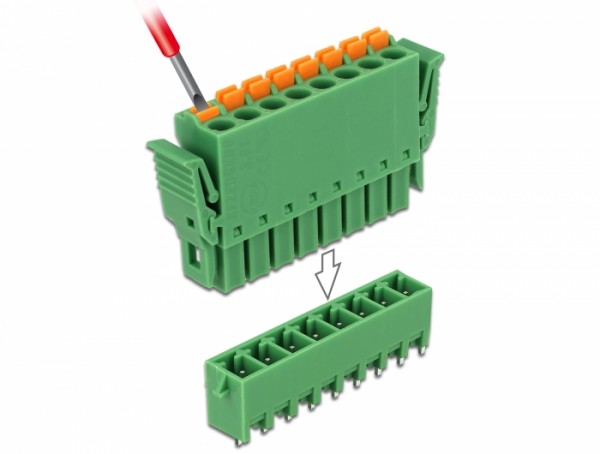 Terminalblock Set für Platine 8 Pin 3,81 mm Rastermaß vertikal, Delock® [65974]