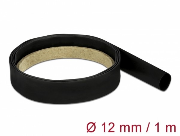 Schrumpfschlauch 1 m x 12 mm Schrumpfungsrate 4:1 schwarz, Delock® [20659]