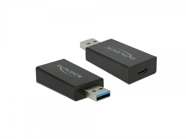 Adapter USB 3.1 Stecker A an USB 3.1 Buchse C, schwarz, schwarz, Delock® [65689]