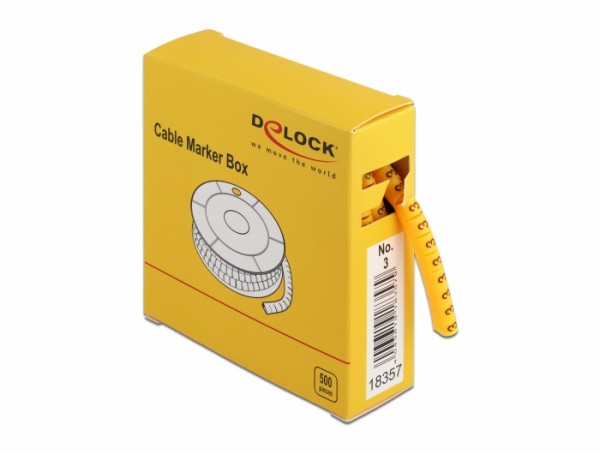 Kabelmarker Box, Nr: 3, gelb, 500 Stück, Delock® [18357]