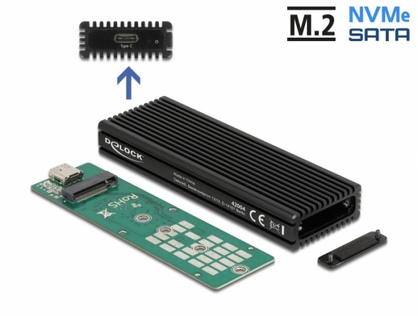 Externes USB Type-C™ Combo Gehäuse für M.2 NVMe PCIe oder SATA SSD, Delock® [42004]
