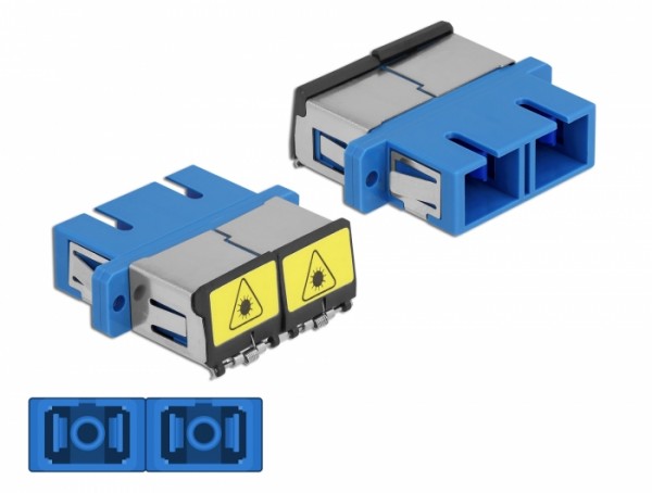 LWL Kupplung mit Laserschutzklappe SC Duplex Buchse zu SC Duplex Buchse Singlemode blau, Delock® [86893]