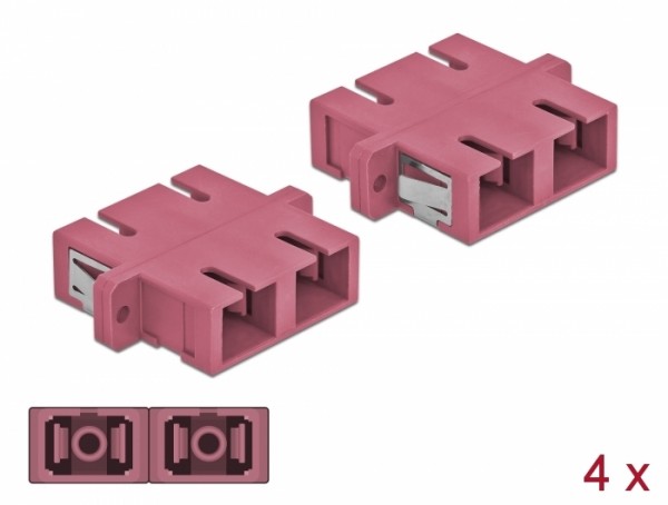 LWL Kupplung SC Duplex Buchse zu SC Duplex Buchse Multimode 4 Stück violett, Delock® [85998]