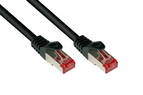 RNS® Patchkabel mit Rastnasenschutz, Cat. 6, S/FTP, PiMF, PVC, 250MHz, schwarz, 15m, Good Connections®