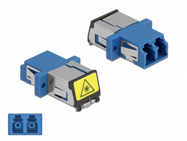 LWL Kupplung mit Laserschutzklappe LC Duplex Buchse zu LC Duplex Buchse Singlemode blau, Delock® [86898]