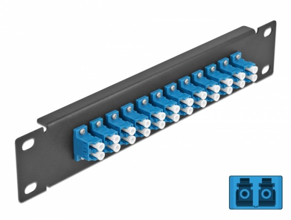 10? LWL Patchpanel 12 Port LC Duplex blau 1 HE schwarz, Delock® [66765]