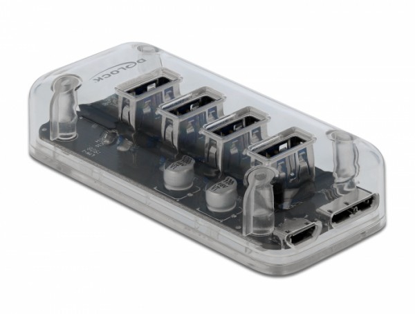 Externer USB 3.0 Hub mit 4 Ports transparent , Delock® [64087]