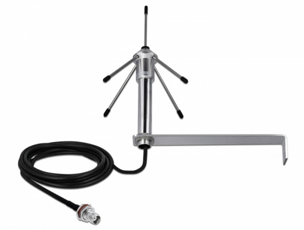 LPWAN 868 MHz Antenne TNC Buchse 3 dBi omnidirektional starr mit Anschlusskabel RG-58 C/U 3 m Wandmontage outdoor silber, Delock® [12564]
