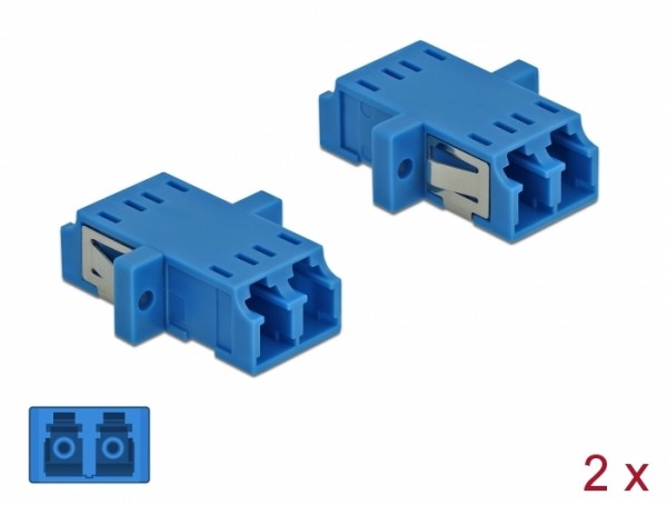 LWL Kupplung LC Duplex Buchse zu LC Duplex Buchse Singlemode 2 Stück blau, Delock® [85999]