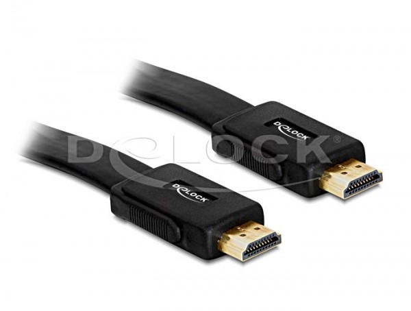 High-Speed-HDMI®-Flachkabel mit Ethernet, vergoldete Kontakte, 3m, Delock® [82671]