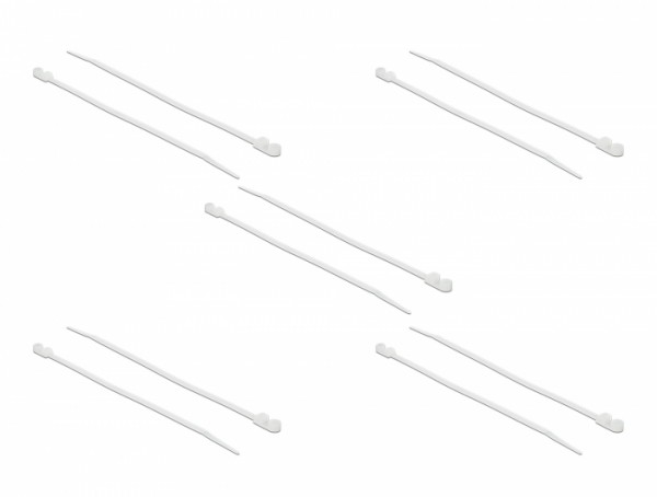 Kabelbinder mit Befestigungsöse L 200 x B 4,8 mm weiß 10 Stück, Delock® [18945]