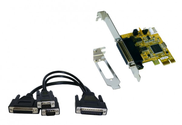 Schnittstellenkarte, 2S / 1P PCI-Express Multi I/O-Karte, Oktopuskabel, Exsys® [EX-44343]