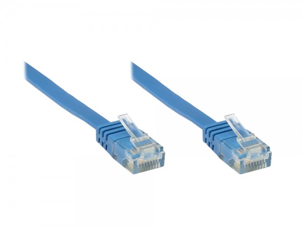 Patchkabel, Cat. 6, U/UTP, FLACHKABEL, blau, 2m, Good Connections®