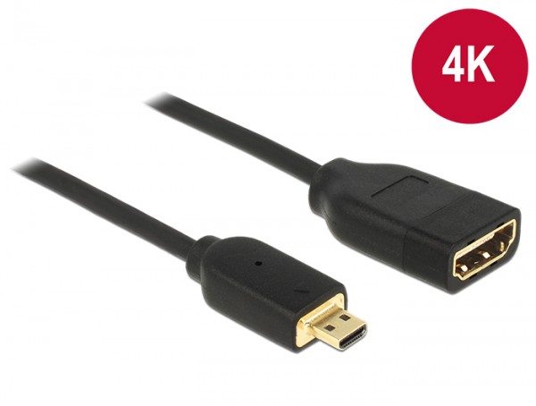 Kabel High Speed HDMI mit Ethernet – HDMI Micro-D Stecker an HDMI-A Buchse 3D 4K 20 cm, Delock® [65687]
