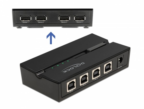 USB 2.0 Switch für 4 PC an 4 Geräte, Delock® [11494]
