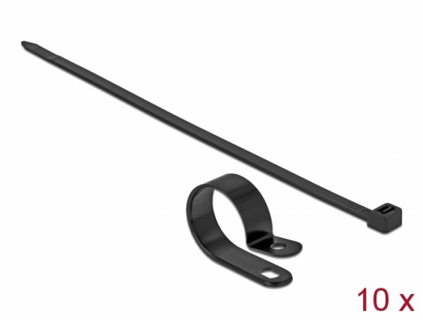 Befestigungsschelle 25,4 mm mit Kabelbinder L 300 x B 7,2 schwarz, Delock® [18876]