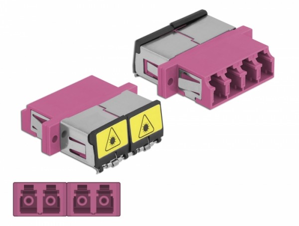 LWL Kupplung mit Laserschutzklappe LC Quad Buchse zu LC Quad Buchse Multimode violett, Delock® [86906]