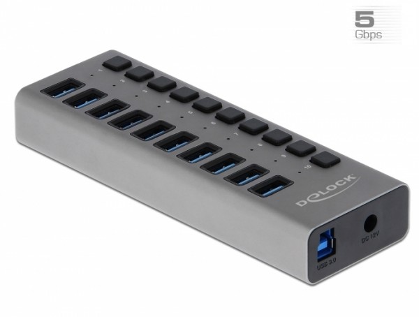 Externer SuperSpeed USB Hub mit 10 Ports + Schalter, Delock® [63670]