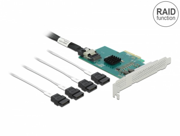 PCI Express Karte zu 4 x SATA 6 Gb/s RAID und HyperDuo - Low Profile Formfaktor, Delock® [89051]