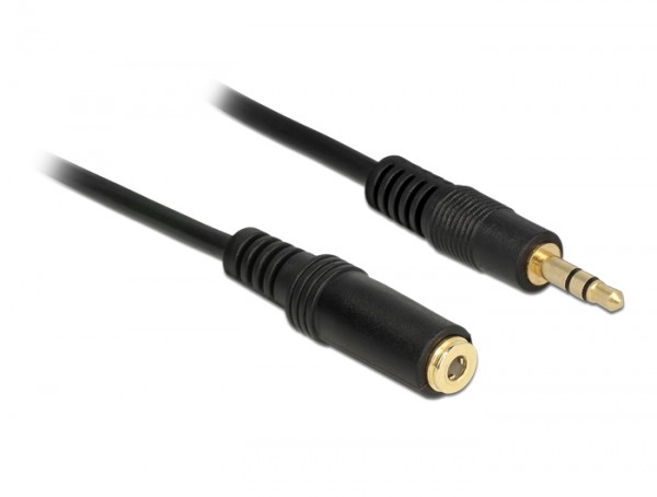 Klinkenverlängerungskabel 3,5 mm 3 Pin Stecker an Buchse 2 m schwarz, Delock® [83766]
