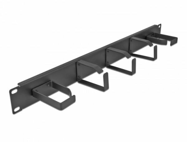 19" Kabelmanagement Rangierpanel mit 5 Metall Bügeln (2 x horizontal, 3 x vertikal) 1 HE schwarz, Delock® [66848]