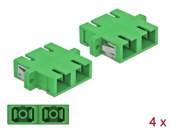 LWL Kupplung SC Duplex Buchse zu SC Duplex Buchse Singlemode 4 Stück grün, Delock® [85992]