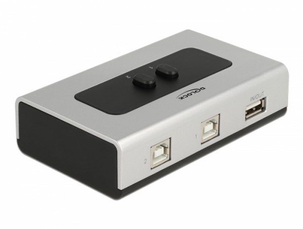 Umschalter USB 2.0 mit 2 x Typ-B Buchse zu 1 x Typ-A Buchse manuell bidirektional, Delock® [87761]