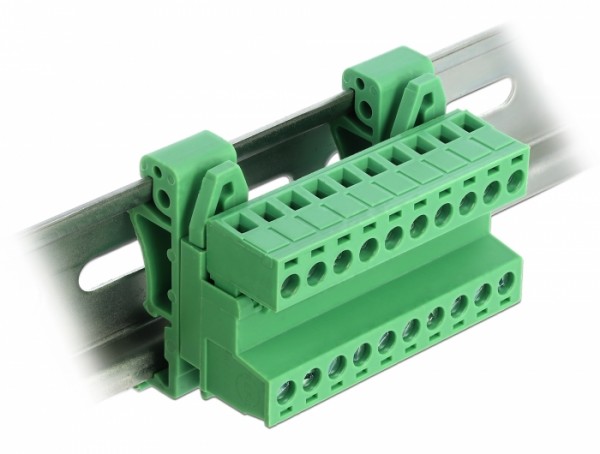 Terminalblock Set für Hutschienen, 10-Pin, mit Rastermaß 5,08mm, gewinkelt, Delock® [66082]