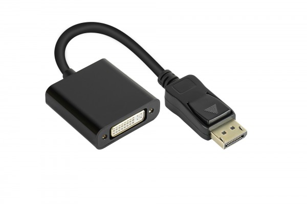 Adapter DisplayPort Stecker an DVI-I 24+5 Buchse, 1080P @60Hz, vergoldete Kontakte, ca. 20cm, Good Connections®
