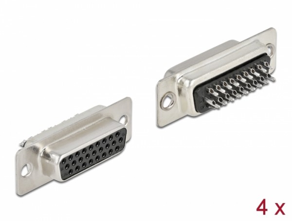D-Sub HD 26 Pin Buchse Metall, Lötversion, 4 Stück, Delock® [66717]