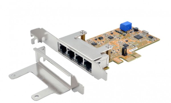 PCIe (x4) zu 4x Ethernet 1-Gigabit (ein Baustein pro Port), Exsys® [EX-6084]