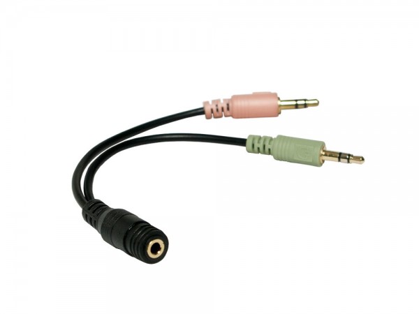 Audio Adapter 3,5mm Klinke Buchse an 2x 3,5mm Stecker, schwarz, 0,15m, LogiLink® [CA0020]