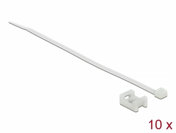 Schraubhalter 15 x 10 mm mit Kabelbinder L 200 x B 3,6 mm weiß, Delock® [18883]