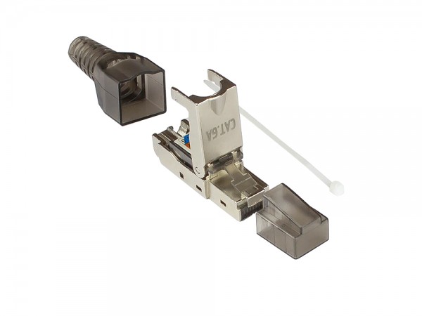 RJ45 Stecker Cat. 6A, werkzeuglos / feldkonfektionierbar, STP geschirmt, Metall, Good Connections®