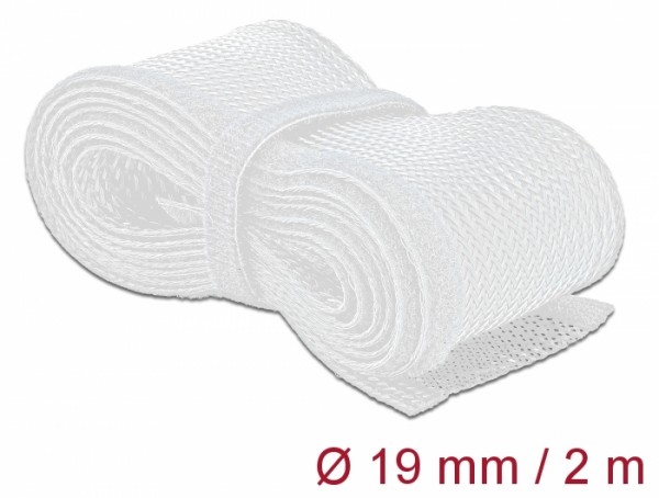 Geflechtschlauch mit Klettverschluss 2 m x 19 mm weiß, Delock® [20702]