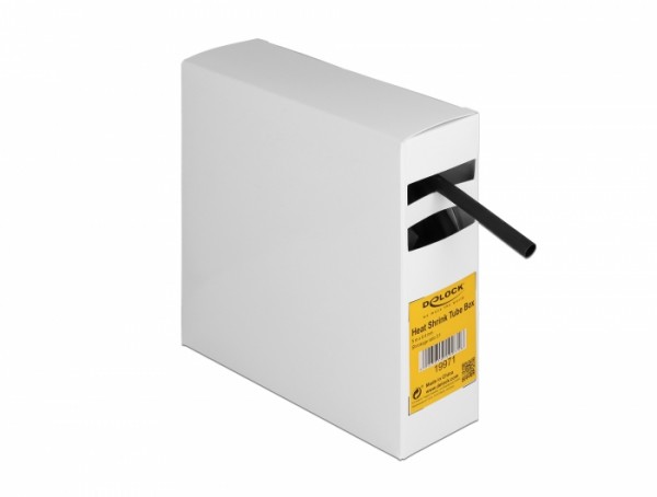 Schrumpfschlauch Box, mit Innenkleber, Schrumpfungsrate 3:1, 5 m x 6,4 mm schwarz, Delock® [19971]